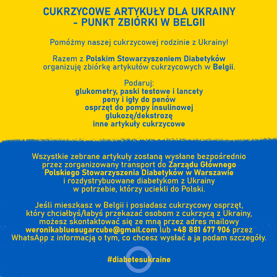 DIABETES SUPPLIES FOR UKRAINE 🇺🇦 - COLLECTION POINT IN BELGIUM 🇧🇪 with support from <a href="/PSDiabetykow/">Polskie Stowarzyszenie Diabetyków</a> 💙

Information in English 👇
Informations en Français 👇
Informatie in het Nederlands 👇
Informacja po Polsku 👇

#diabetesukraine #DOC #PWD #diabetes #solidaritywithUkraine