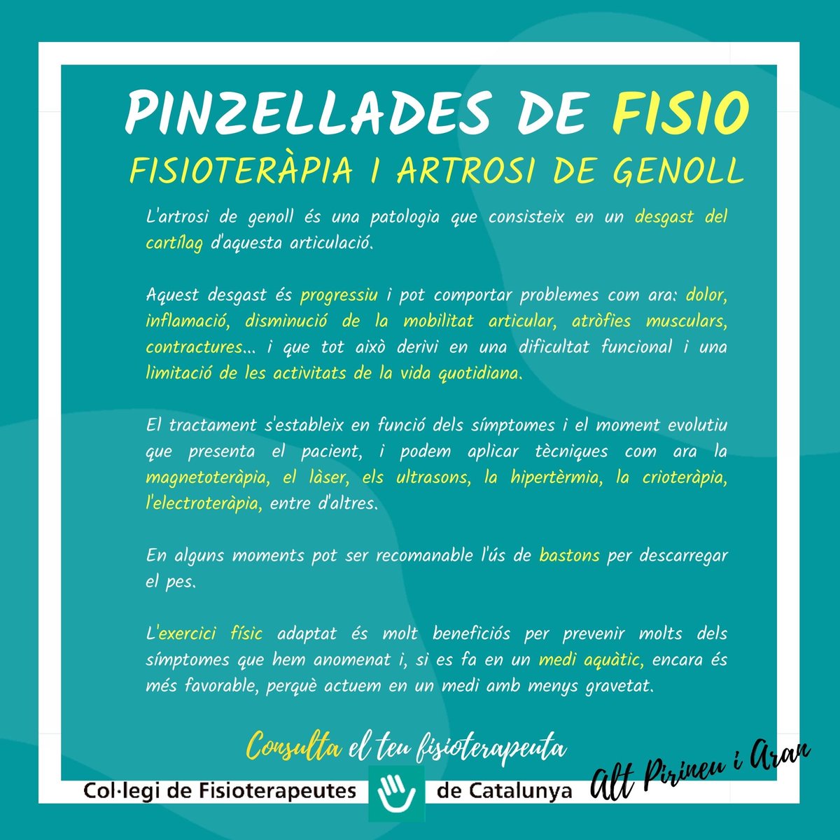 ARTROSI GENOLL @flaut4 @colficat <a href="/salut_cat/">Salut</a> @colficatlleida @colficatcentral @colficatebre @radioseu @fshlaseu
#fisioteràpia #fisioterapia