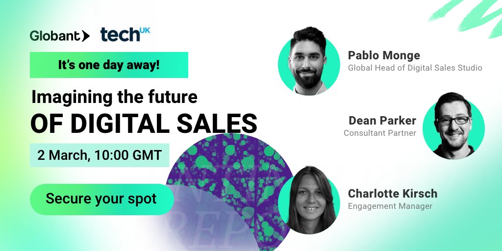 It’s only a day away! Sign up for tomorrow’s webinar on Imagining the future of digital sales. Learn from our experts as they discuss how to transform your digital sales funnel. 
 
👉 Register here: bit.ly/3IzmJwS
 
#DigitalSales #TechUK #SeekReinvention