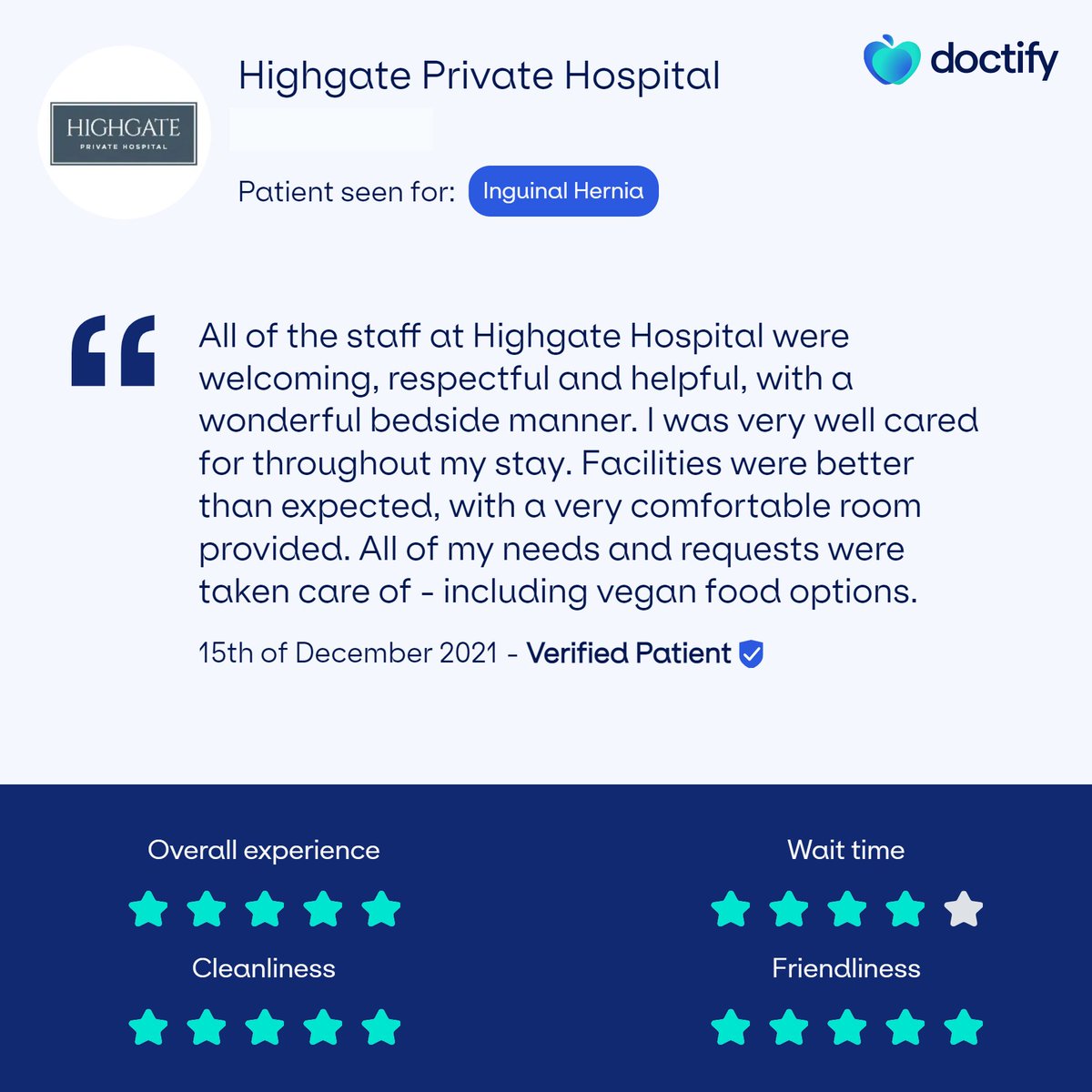 Our staff at Highgate Private Hospital always deliver the best quality care and it is wonderful to see them get recognition for their amazing work. 
#Feedback #ExceptionalHealthcare #Highgate