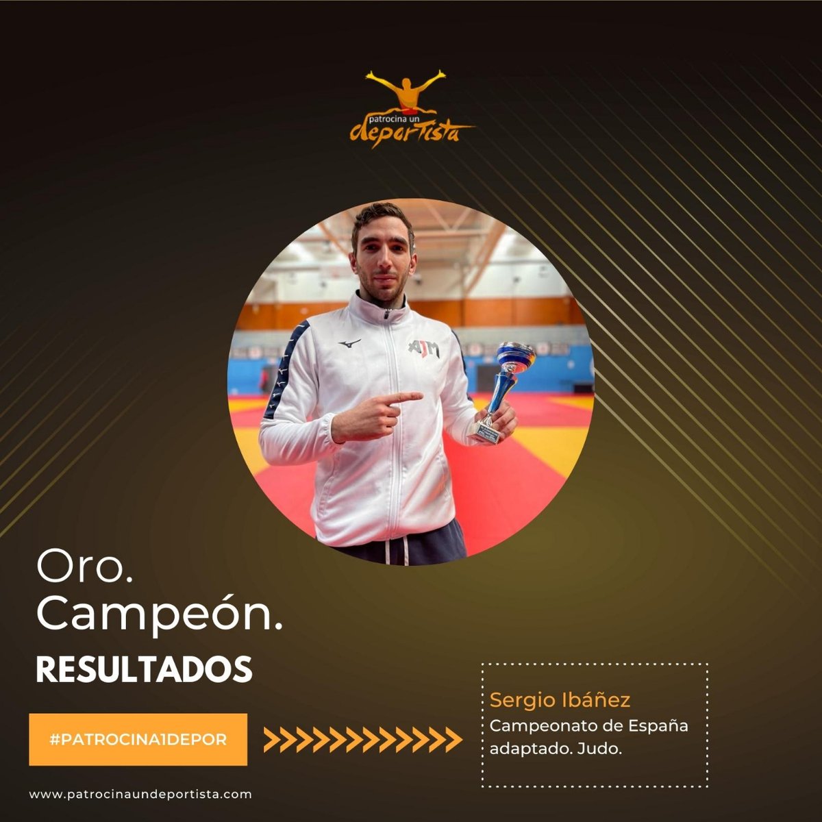Enhorabuena @Sergio_I_B 🥇 Oro en el Campeonato de España adaptado (#judo) ✌️ #patrocina1depor #campeondeespaña