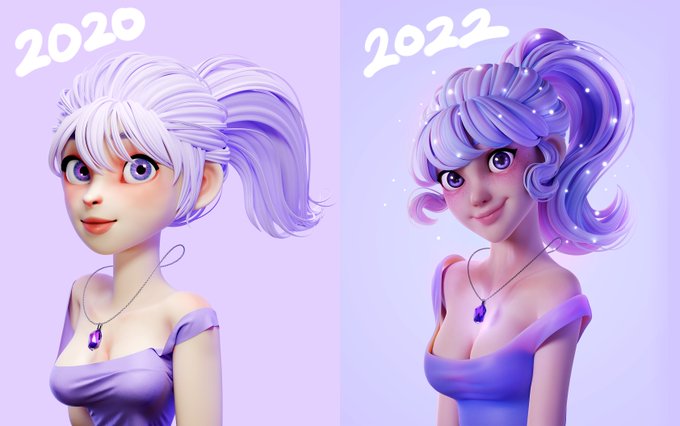 2년 전에 만든 캐릭터를 다시 만들어 봤어요!💜
#blender #blender3d #b3d https://t.co/0dLCQPe7L6