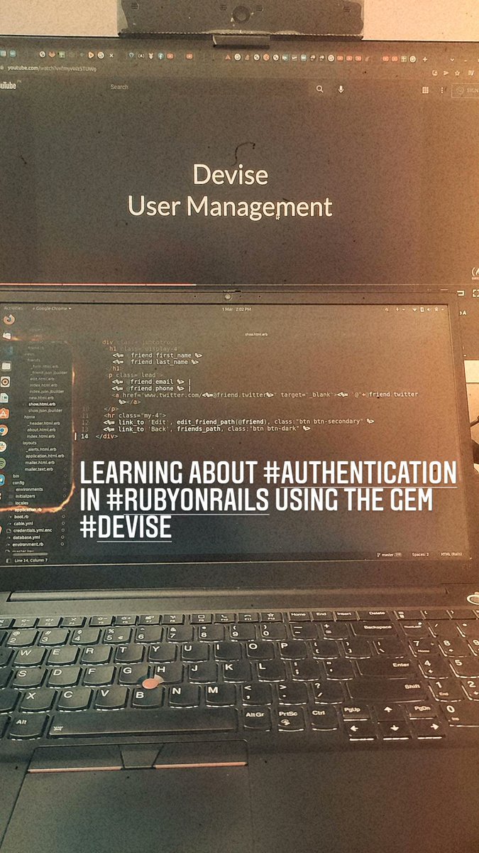 mahakhanmk's tweet image. Took me two days to get to this!

Making a small Friend app following a @codemy tutorial!

One of the best beginner friendly tutorials I found out there!

#Ruby #rubydeveloper #rubyonrails #Rails #programming #Programmer #programminglife