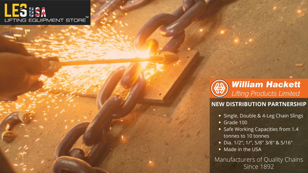 LiftingStoreUSA's tweet photo. NEW DISTRIBUTION PARTNERSHIP with William Hackett.

Large range of Grade 100 chain slings now available to order online right away.

Follow the link below
https://t.co/YCTOlyVOFZ https://t.co/lAfwVEtX0S