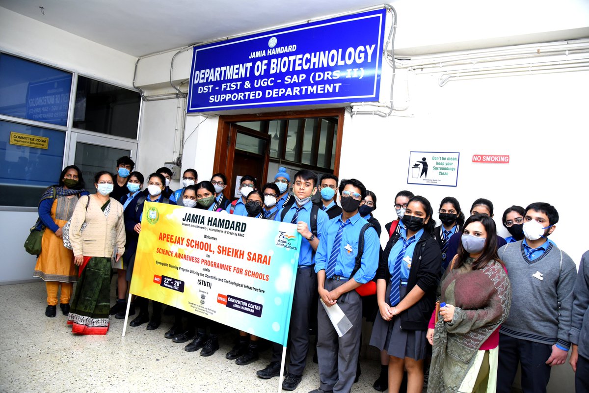 IndiaDST's tweet photo. 7500 #school #Students were sensitised towards science popularisation under the @IndiaDST STUTI Program during the National Science Week @jamia_hamdard . 
#NationalScienceDay #AzadiKaAmritMahotsav 

@DrJitendraSingh @DST_Kohli @Pratishtha_DST https://t.co/7m3BRRsaCC
