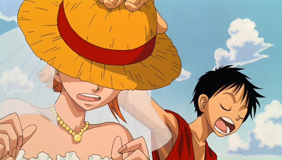 lunamiholic's tweet photo. love the fact that handing over the strawhat to nami is luffy's way to comfort her and make her feel safe https://t.co/DrZehduTcY