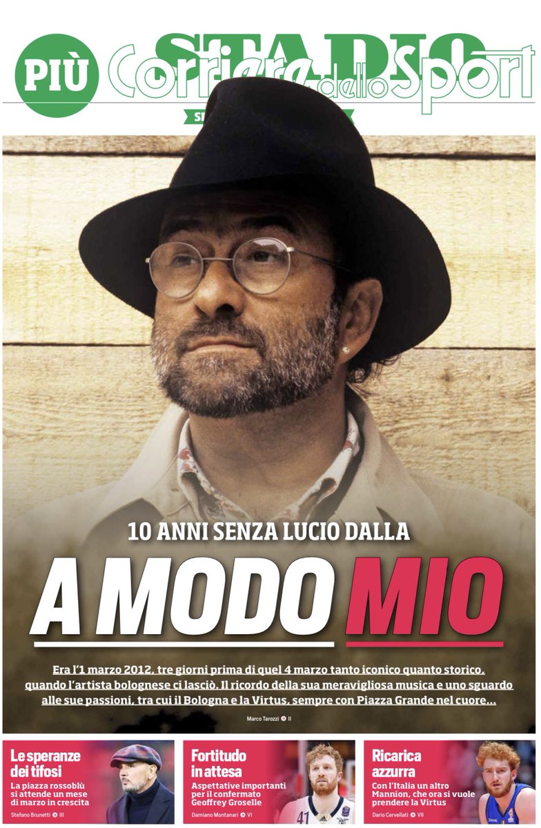 Più Stadio oggi su #LucioDalla