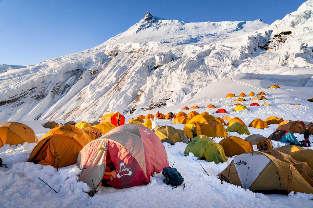 Camp One sits at just over 6000m on Mount Manaslu (8,163m) in the Himalayas of Nepal. Still 2000m to go to reach the summit #Manaslu #Nepal