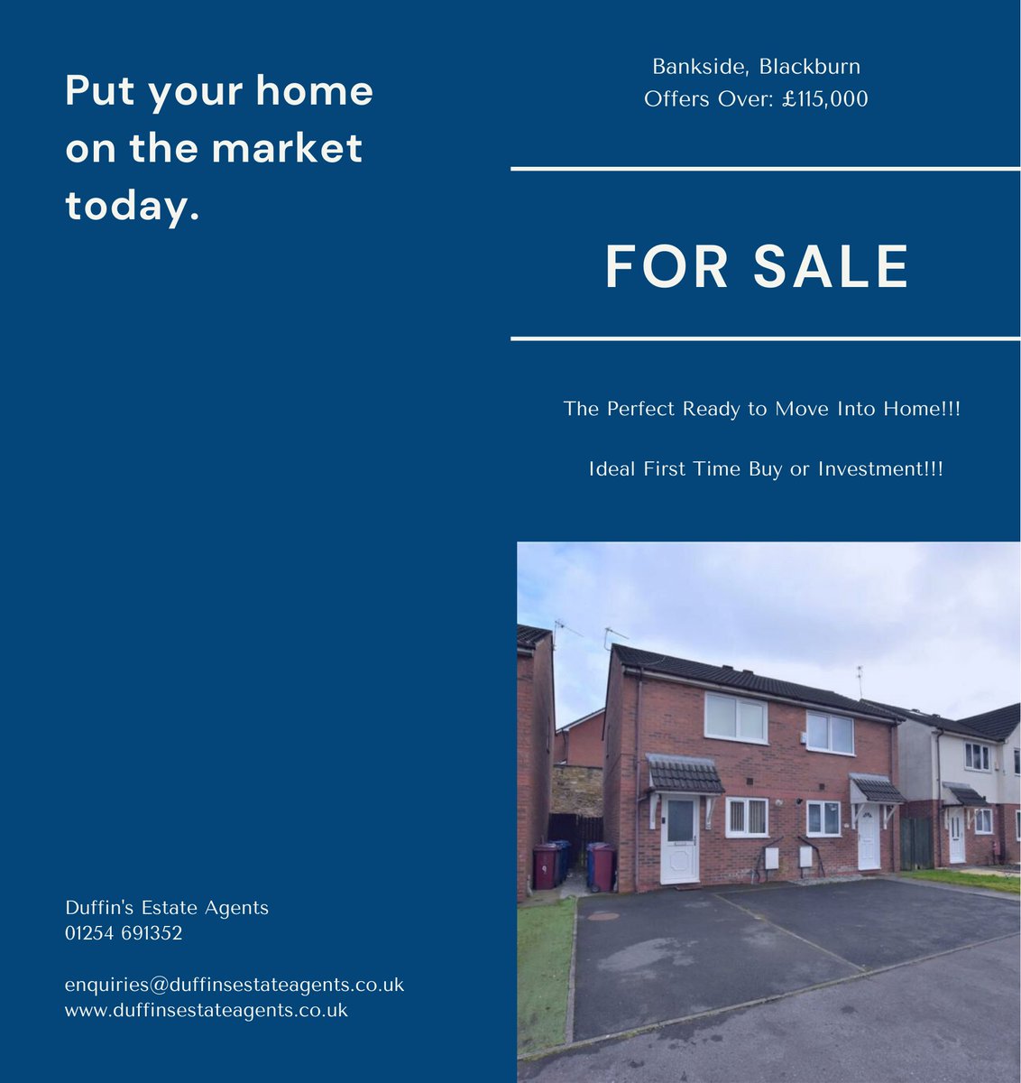 And its LIVE 🏠 🚀 
Bankside, Blackburn 😍

🔑 Semi Detached Mews House 
🔑 Spacious Lounge
🔑 Modern Kitchen 
🔑 Easy Maintainable Garden 
🔑 Two Bedrooms 
🔑 Ample Storage
🔑 Three Piece Bathroom 
🔑 Driveway for up to 2 cars 

Offers Over £115,000
