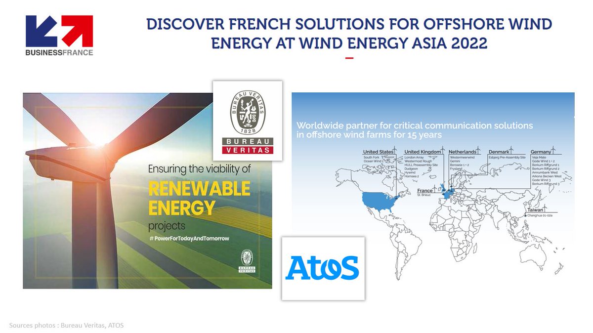 BF_Taipei's tweet photo. French Pavilion 🇫🇷@#WEA2022 : Atos, Bureau Veritas
@Atos brings hot topics including #CriticalCommunications, Private LTE & 5G, Digital twins etc. to #offshore windfarms.
@bureauveritas provides #OwnersEngineering services covering the whole lifecycle of #windpower projects. https://t.co/ohQr1BZ2CD