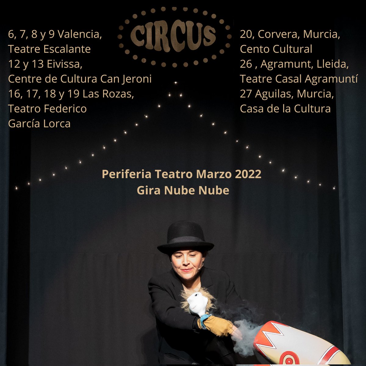 Y seguimos cosechando risas, suspiros, silencios emocionantes, aplausos y alguna que otra lágrima de los adultos que acompañan a los niños y niñas al teatro. 
Este mes de marzo ven a emocionarte al teatro.  
Info en  periferiateatro.com
#giranubenube 
#periferiapuppettheatre