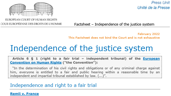 ECHR_CEDH's tweet photo. Update of the factsheet on the “Independence of justice” 
https://t.co/mmQaKDZsfk
#ECHR #CEDH #ECHRpress https://t.co/6RlfZ2Ctji