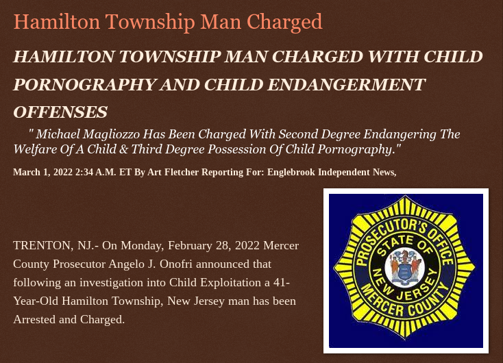 Hamilton Township, New Jersey Man Charged @MercerCounty #Arrested #Charged #ChildPornography
