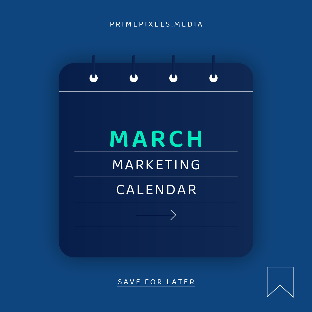 primepixelsuk's tweet photo. Do you struggle with content ideas for #socialmedia? Here are some dates you can use to plan your March marketing. See which days are relevant to your business &amp; create content that’s relatable/interesting for your audience while building a connection to your brand. https://t.co/5KmZoSKwf9