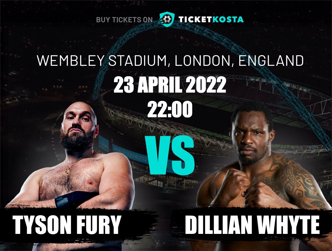 ticketkosta's tweet photo. 🥊"King of the Gypsies" #TysonFury back to UK 🇬🇧 ring for the first time since 2018 to protect your WBC belt against #DillianWhyte at Iconic Wembley Stadium!
🎟 Don't miss out! Book online here now 👉https://t.co/mGNCl4qzMu https://t.co/uFEw7pplMB