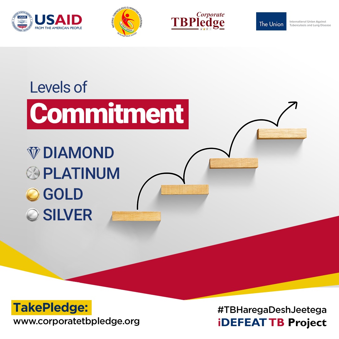 Join Corporate TB Pledge !

Get recognized for your contribution as Diamond, Platinum, Gold or Silver level of commitment towards ENDing TB.

Visit corporatetbpledge.org for more information.

#iDEFEATTBProject #TBHaregaDeshJeetega #TBFreeIndia
#TBMuktBharat