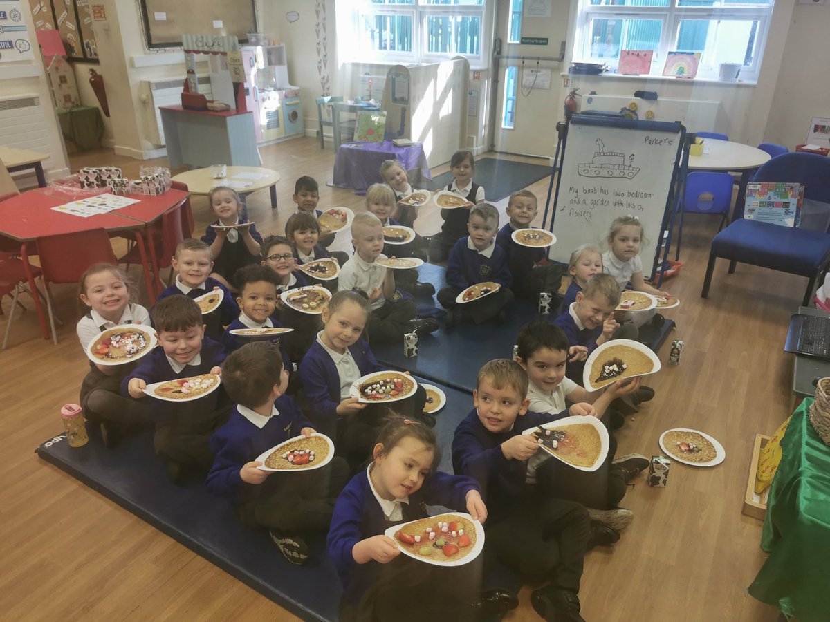 We are enjoying our pancakes in Reception today! 🥞