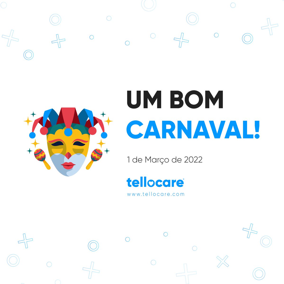 tellocare's tweet photo. Carnaval é época de festa, de comemoração e de união. A Tellocare deseja a todos um bom Carnaval! ✨🎭
#carnaval2022 #tellocare #telemedicina #consultasonline https://t.co/8gNjA5Bfma