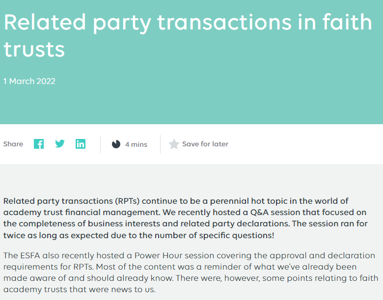 AcademyHelpdesk's tweet photo. Our recent blog covering disclosure and approval requirements for related party transactions in faith based trusts. Content kindly provided by @pjbpricebailey #academies #mat #relatedparties
https://t.co/hBeIx8hDM9 https://t.co/aBMijbLvuL