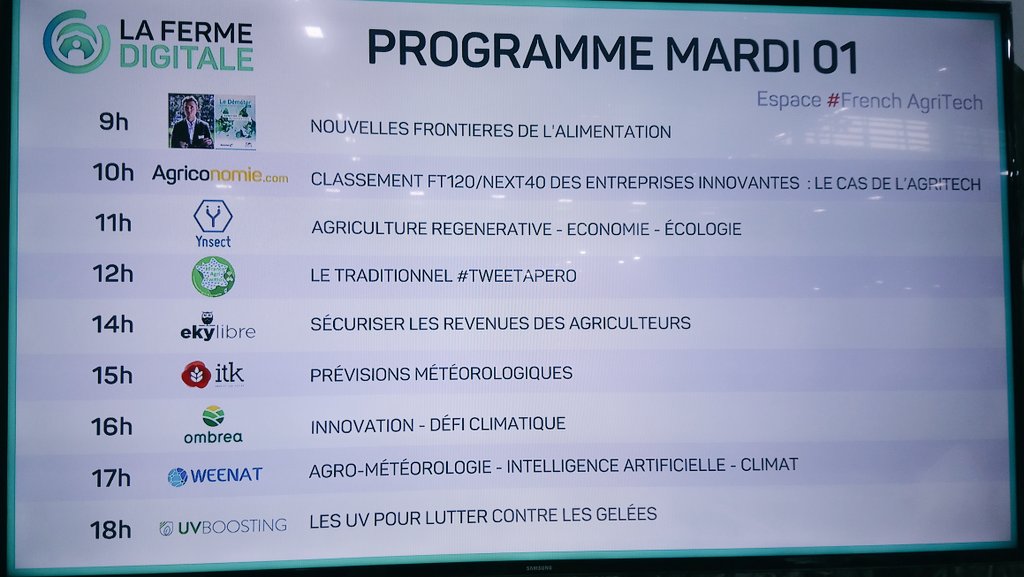 Aujourd'hui, retrouvez la conférence de <a href="/weenat_com/">Weenat</a> sur l'intelligence artificielle au service de l'agro-météorologie 👨‍🌾🍇🍏🥔
📍 RDV sur le stand conférence de <a href="/FermeDigitale/">La Ferme Digitale</a> du <a href="/Salondelagri/">Salon International de l'Agriculture</a> à 17h.