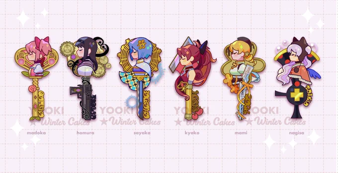 前に描いたまどマギの鍵風アクキーのイラスト!!(アクキーだけに😉) 