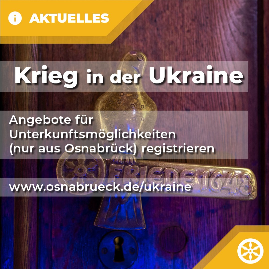 StadtOsnabrueck's tweet photo. Wir haben eine Hotline und eine E-Mailadresse für Fragen rund um Spenden, Hilfsangebote und Voraussetzungen für die Aufnahme Geflüchteter aus der #Ukraine geschaltet. Wer bereit ist, eine Unterkunft zur Verfügung zu stellen, kann sich online melden. https://t.co/Yu5KA0Zpre https://t.co/vMXAuAgGkm