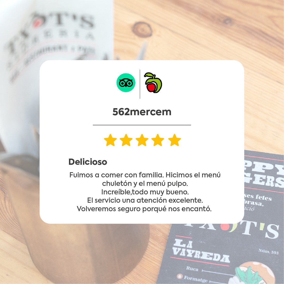Podeu deixar la vostra opinió al @tripadvisor 🔝 Ens encanta llegir-vos!⁣

Agraïm els vostres comentaris i seguim treballant cada dia per oferir-vos el millor servei. Gràcies #txotslovers ❤️⁣

#sidreriatxots #tripadvisor #happymoments #sidreria #roses #empuriabrava #figueres