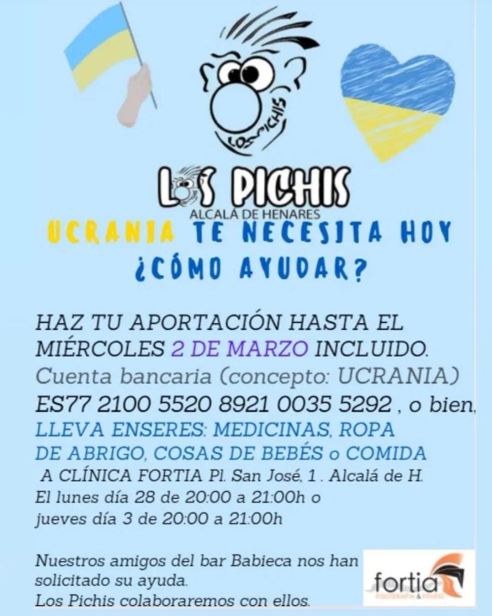 Pichis_Alcala's tweet photo. Esperamos tu aportación!
#ucrania #ucrania🇺🇦 #sosucrania #noalaguerra #pichis #lospichis #peñalospichis https://t.co/GdzfucMSbb