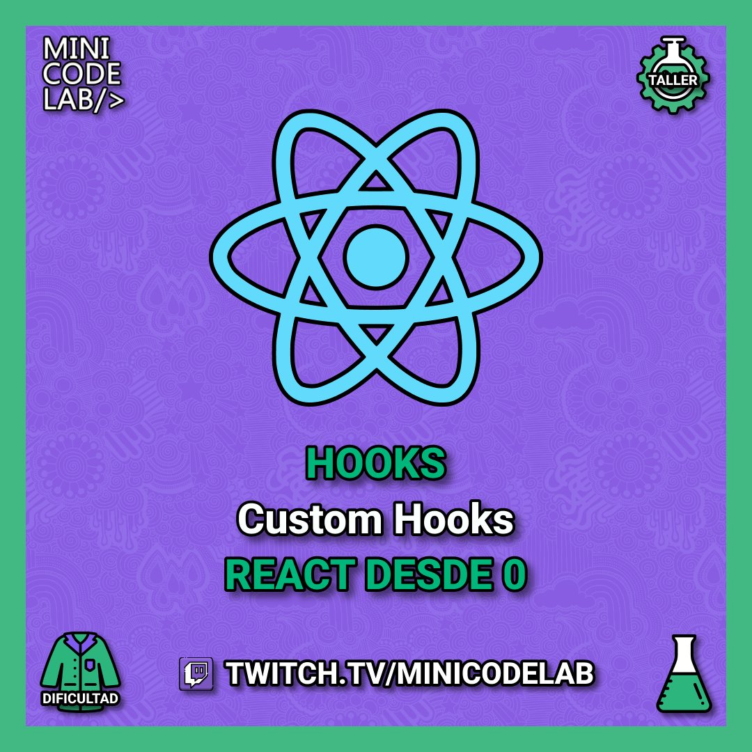 minicodelab's tweet image. ¡Buenos días MiniCoders!
Recordad que esta tarde volvemos con nuestro monografico de #React en directo en #Twitch!!
Hoy nos pondremos con los custom Hooks.
Como siempre, a las 20:30 en nuestro canal:
twitch.tv/minicodelab 
#MiniCodeLab