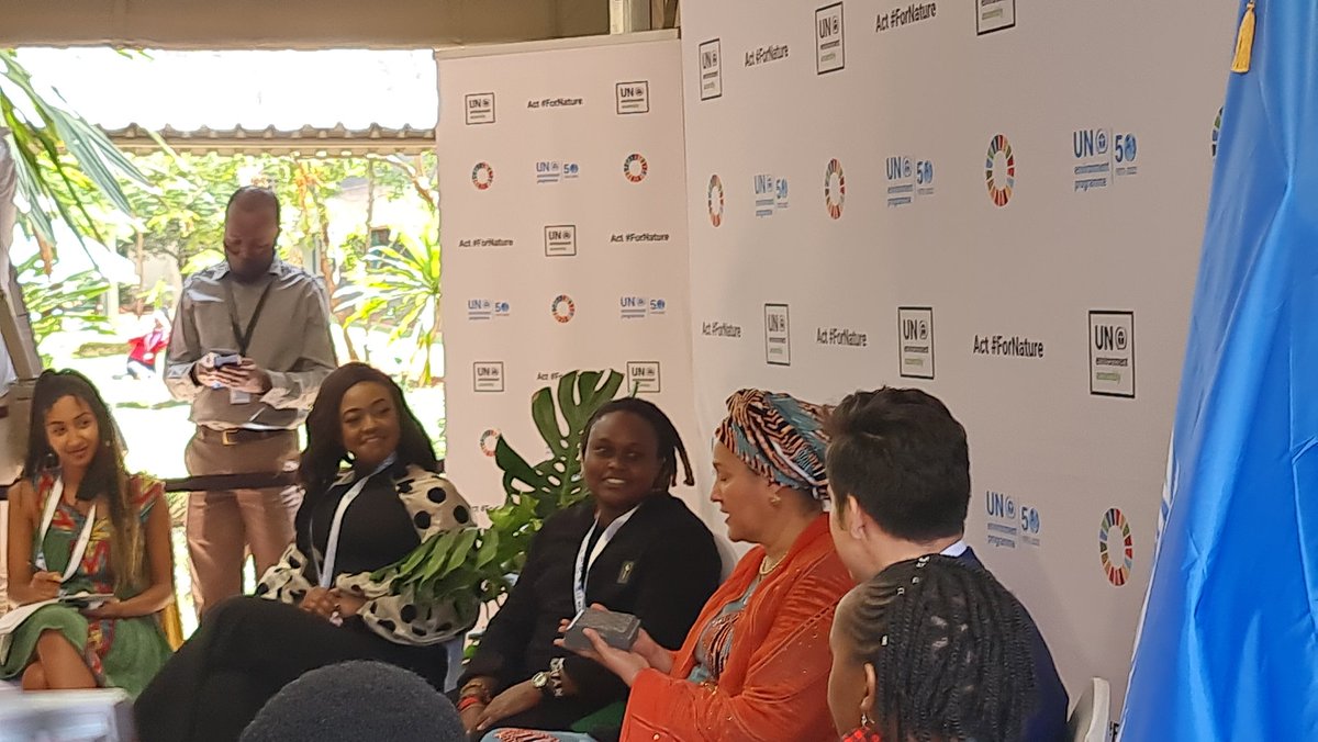 RichardMunang's tweet photo. Today the @UN DSG @AminaJMohammed had a conversation with the #youth. Her message was clear: you are leaders in your own right and what you do will change the world. Don't feel powerless. Use social media to engage with your elected leaders with solutions.#UNEA5 @UNEP https://t.co/qhTTKDWcBt