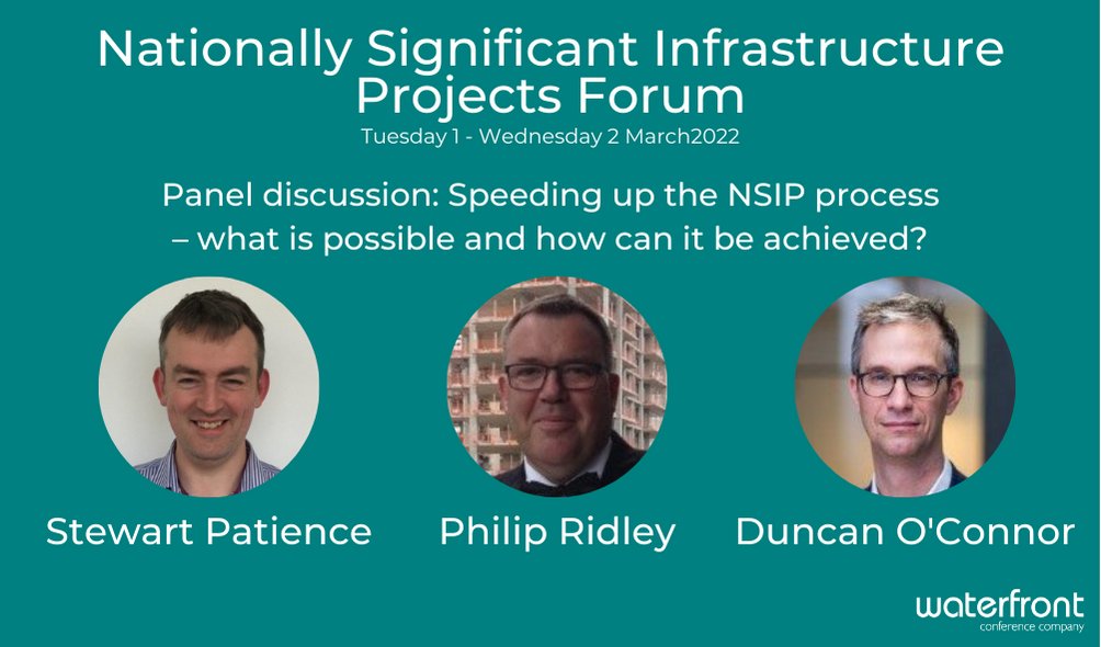 WFplanning's tweet photo. Our panel discussion this morning: Speeding up the NSIP process – what is possible and how can it be achieved? Led by Stewart Patience, @NationalHways Philip Ridley, East Suffolk Council and Duncan O’Connor, @BDBpitmans
#NSIPs22 #planning #NSIPs #infrastructure https://t.co/ot30vfOizj