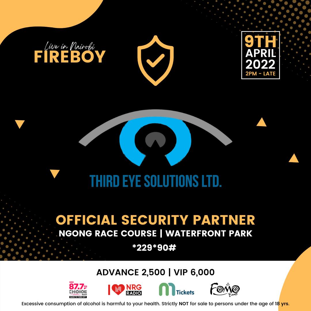 NRGRadioKenya's tweet photo. You better  grab your tickets early🔥 Coz With a security team like @ThirdEye_Kenya, there’s nothing you need to be worried about except having a great time! 👍 
#ThirdEyeSolutions #Security #FireboyByFomo #FomoEventsKe #Afrovibes #SecurityPartner #MusicFestival https://t.co/cDYJDJZZ2o