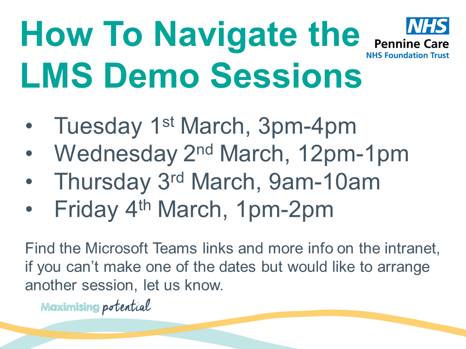Pennine Care Learning Management System launches for all colleagues today. Use this portal to book training and complete any e-learning. Live demo sessions available all week, see the intranet or message me for more info <a href="/PennineCareNHS/">Pennine Care NHS FT</a>