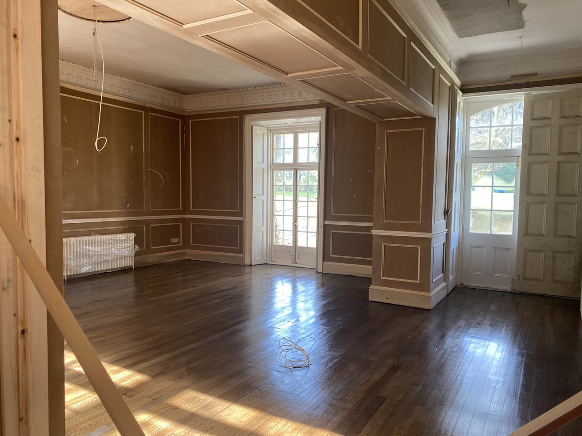 DunbrodyHouse's tweet photo. Restaurant floor is looking good after being fully restored for the big re-opening #tuesdayvibe next up the new wallpaper and paint! #countryhousestyle #interiordesign #dunbrodyhouse https://t.co/wNevbffpST