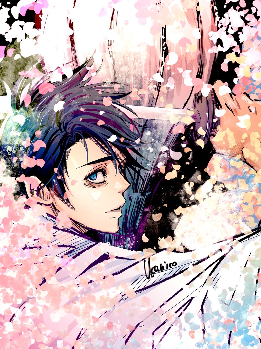1boy male focus solo black hair looking at viewer short hair sword  illustration images