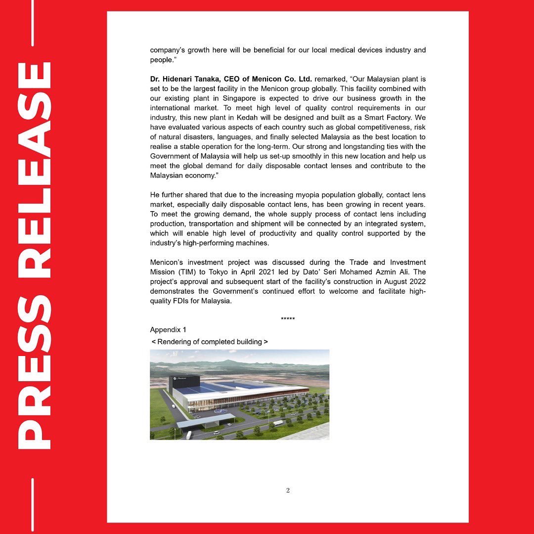 Malaysian Investment Development Authority (MIDA) on Twitter "Menicon