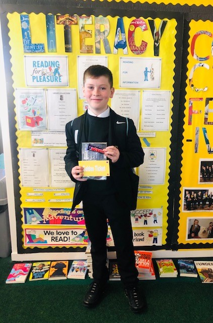 Another Book Week Scotland Golden Ticket winner. This time the ticket was found in 'Grass' by Cathy MacPhail. A chocolate treat and merit has been awarded to our lucky winner #braidhurstreadingschool