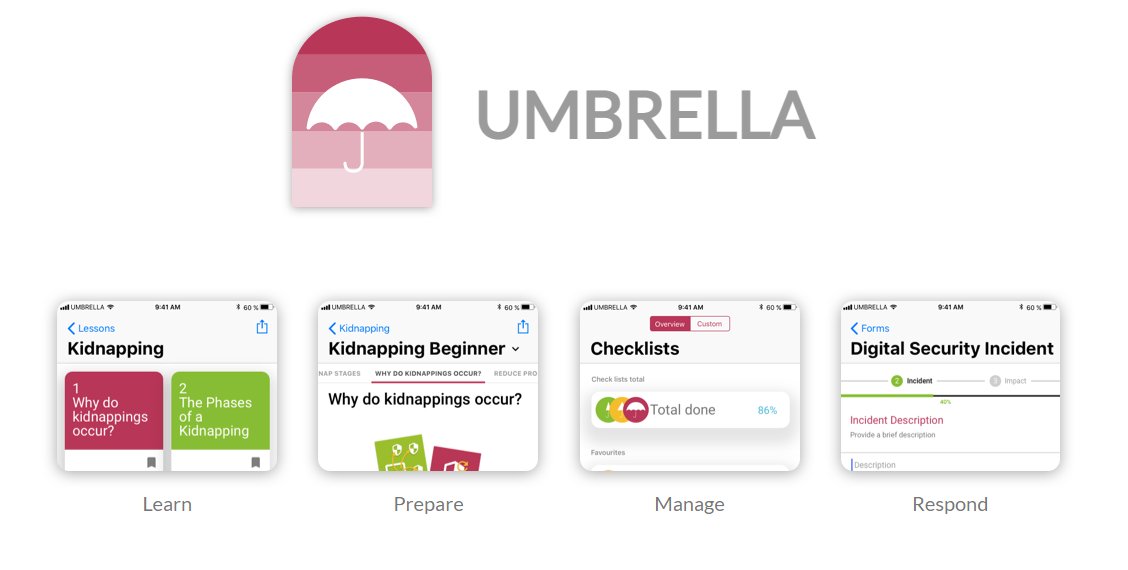📢#FreeAccess resource for Human Rights #Defenders!
🔶Umbrella App-Security First🔶
From <a href="/_SecurityFirst/">SECURITY FIRST.</a> 
A #security handbook in a free, open source app. Be prepared, learn and stay informed, wherever you are.
collective-protection.info/umbrella/
#HumanRights #ZeroTolerance #RightsDefenders