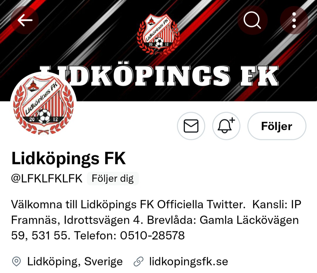Följ LFKs nya gemensamma sida här på twitter där ni får de senaste uppdateringarna om vad som händer i klubben ❤🖤 <a href="/LFKLFKLFK/">Lidköpings FK</a>