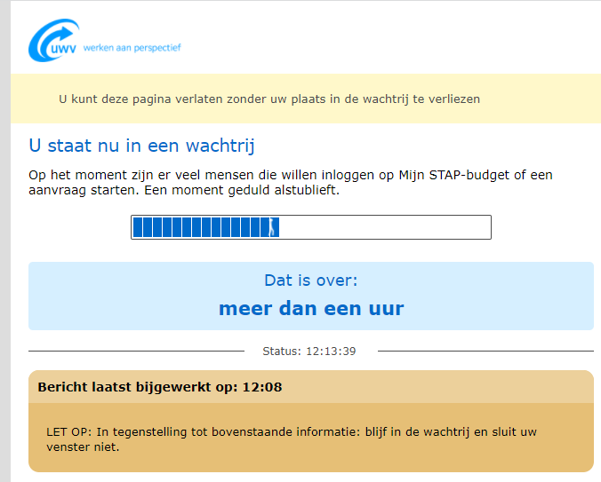 bizzbrain's tweet photo. @UWVnl In de wachtrij sinds 9:00:10 ( 10 seconden over 9:00h) https://t.co/43lsw5QqdO