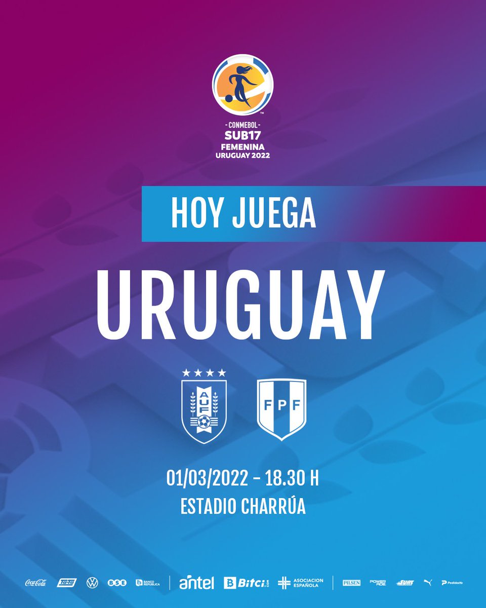 AUFfemenino's tweet photo. 👋 ¡𝗛𝗢𝗬 𝗝𝗨𝗘𝗚𝗔 𝗨𝗥𝗨𝗚𝗨𝗔𝗬!

La Celeste debuta en la Conmebol Sub17 Femenina y vos podés estar ahí. 

🇺🇾🆚🇵🇪
⏰ 18.30 h
🏟️ Charrúa 
🎫 https://t.co/bx2Sj4SX2P https://t.co/SHTthQbE7A
