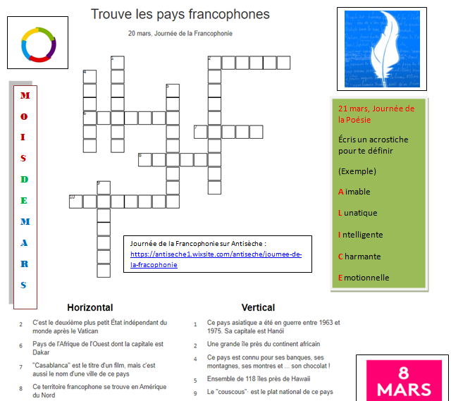 flegf_reus's tweet photo. Le mois de mars a beaucoup d'événements en France : la #journeeinternationaledesdroitsdesfemmes, la #Francophonie, la Journée de la #poésie, l'arrivée du printemps... Visitez notre blog pour participer de tous ces moments incroyables du mois de mars : https://t.co/lbHtI5HGz2 https://t.co/3rgj6plgiD