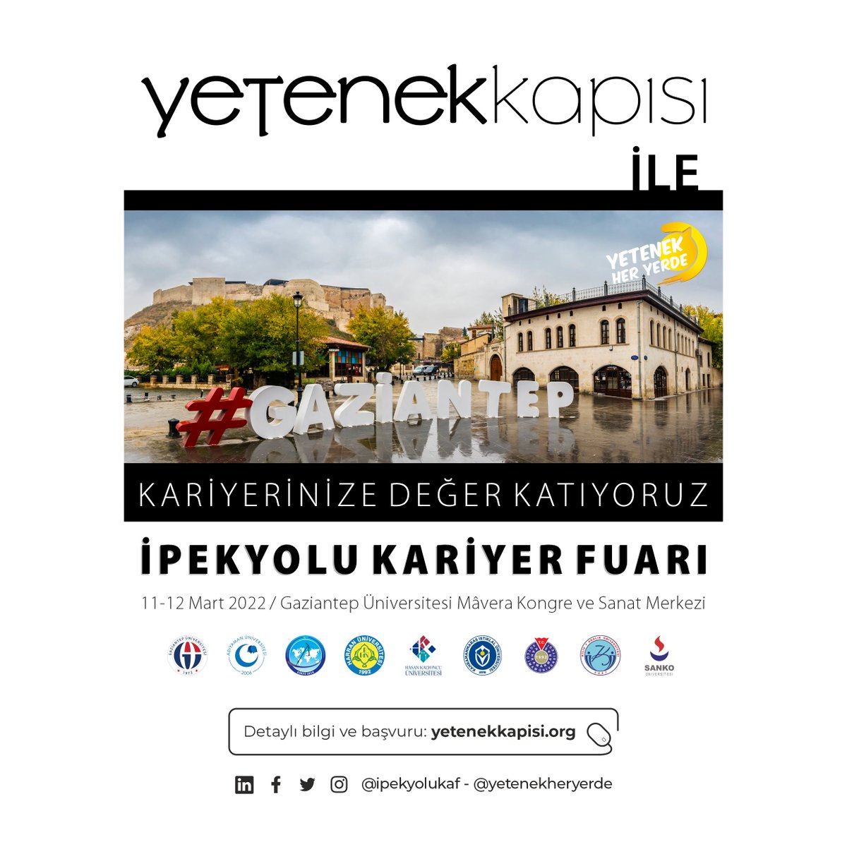 Bilgi ve Başvuru: yetenekkapisi.org
@tccbiko <a href="/yetenekheryerde/">Yetenek Her Yerde</a> <a href="/ipekyolukaf/">İpekyolu Kariyer Fuarı</a> #Gaziantep #Kahramanmaraş #Şanlıurfa #Adıyaman #Kilis #iş #staj #kariyer fırsatı kaçırma!