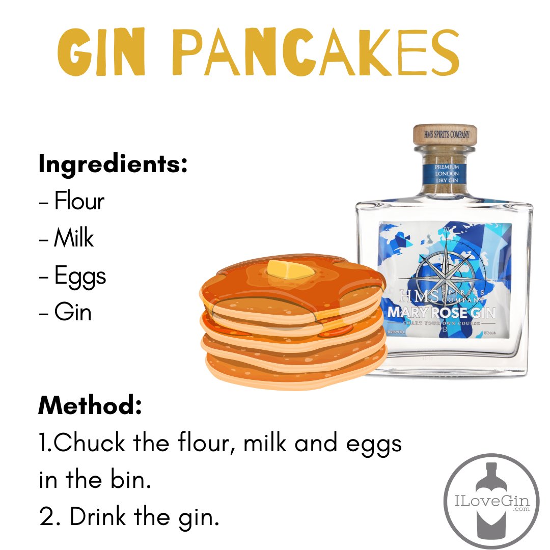 An ILoveGin classic! 🥞🍸😆

We hope you enjoy those pancakes today! We have some wonderful ginny pancake recipes over on our latest blog. bit.ly/3MbhdCU

<a href="/HMSSpirits/">HMS Spirits</a>
