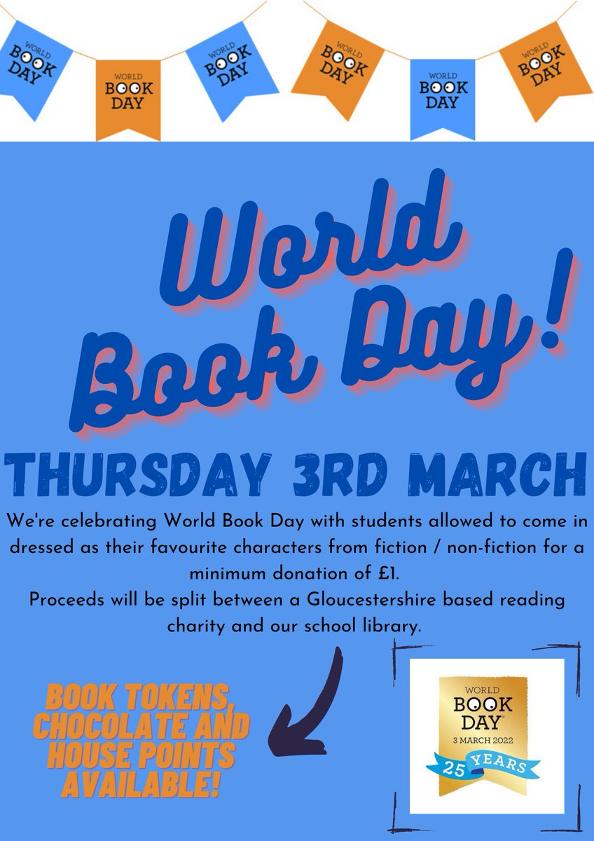 CryptLibrary's tweet photo. It's #WorldBookDay on Thursday and we're inviting everyone can come to school dressed as a character from a book! See poster below for more information #CryptLibrary https://t.co/P1vzQAHXAd