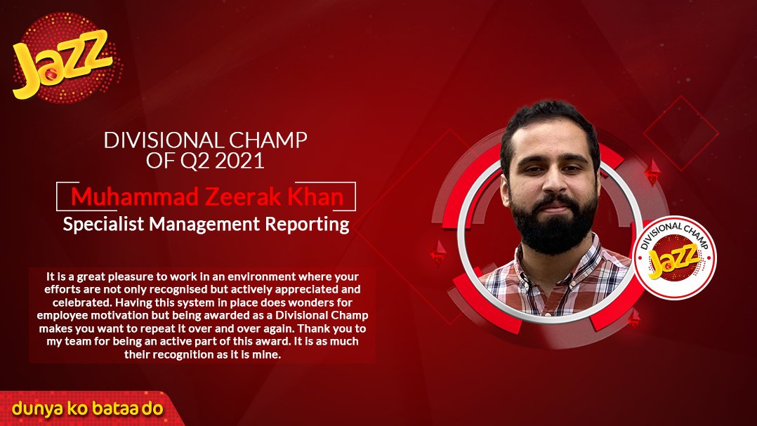 Sharing your success is a quality of a true team player! Zeerak, we are in awe of your hard-work and determination to do better every day. 
Keep hustling! 

#JazzSuper4G #DunyaKoBataaDo