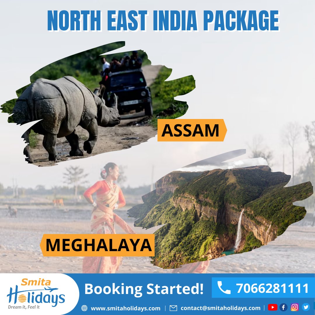 Explore the beauty of North East India with us. Hurry Booking started already! 
#Northeastindiatours #AssamHolidayPackage #MeghalayaTours #SummerHolidayPackages #TripsinIndia