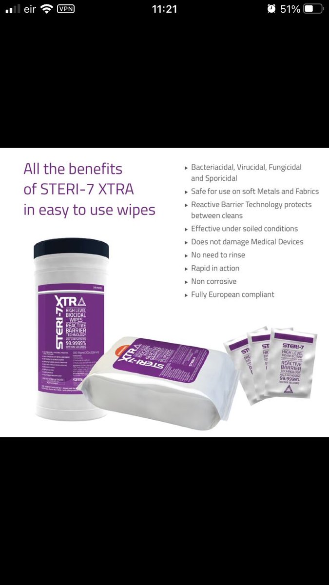 SentinelEquine's tweet image. All the benefits of Steri7 Xtra disinfectant wipes ⚠️ Alcohol free and up to 99.9999% effective against harmful bacteria &amp;amp; viruses #clean #disinfect #protect #steri7 #wipes