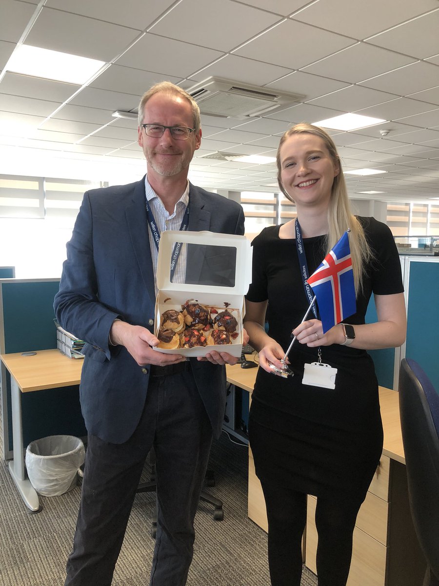 JonathanGoolden's tweet photo. Huge thank you to @AVilbergsdottir for bringing her homemade bollur (🇮🇸 choux pastries eaten on #bolludagur)  to the #Grimsby Icelandic Consulate @WCllpSolicitors Delicious!! @iceland @IcelandinUK @GrimsbyFMA https://t.co/kZy6zWOrMI