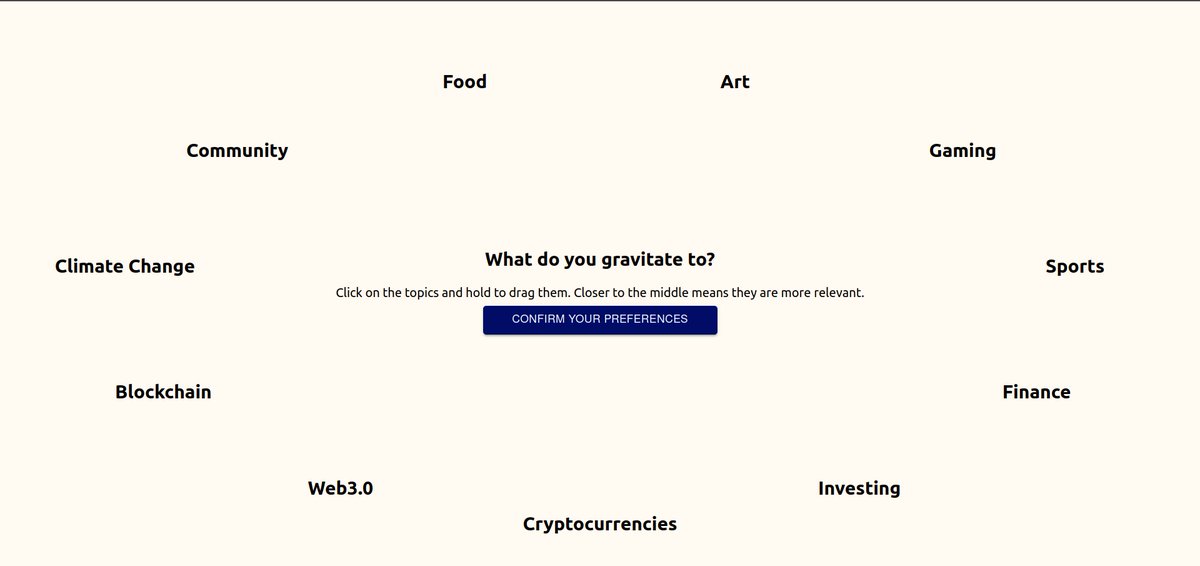 theDAOforum's tweet photo. gm 👋👋

we want to understand you to provide you the best discovery experience. By selecting topics, you will view content that is relevant to you : our homepage is dynamically adjusted based on your preferences !

who said customized experience is useless . . .
#web3 #DAO https://t.co/5JKmEOMoWp